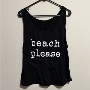 Women’s black “beach please” tank top